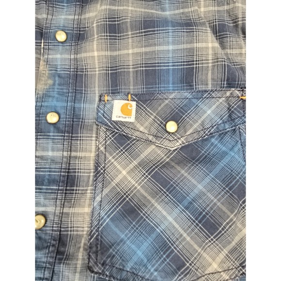 Carhartt Shirt Mens Small Pearl Snap Plaid Relaxed Fit Workwear 103319412 Work - Picture 2 of 12